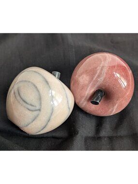*EACH* Mid Century Modern Vintage Pink Stone Carved Apple Paper Weight